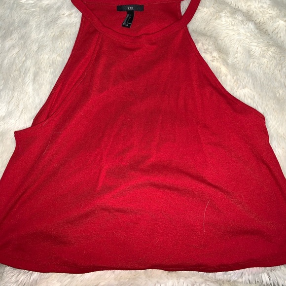high neck red tank top